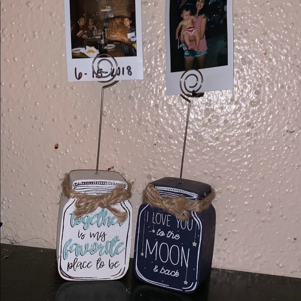 Mason jar holders for small Polaroid pictures